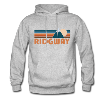 Ridgway, Colorado Hoodie - Retro Mountain Ridgway Crewneck Hooded Sweatshirt - heather gray