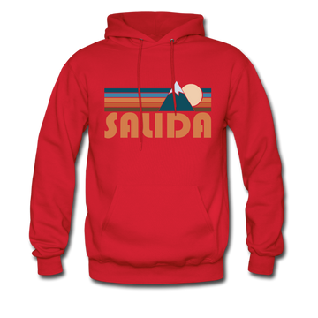 Salida, Colorado Hoodie - Retro Mountain Salida Crewneck Hooded Sweatshirt - red