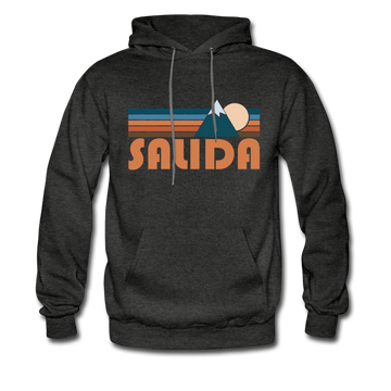 Salida, Colorado Hoodie - Retro Mountain Salida Crewneck Hooded Sweatshirt - charcoal gray
