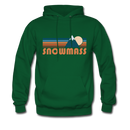 Snowmass, Colorado Hoodie - Retro Mountain Snowmass Crewneck Hooded Sweatshirt - forest green