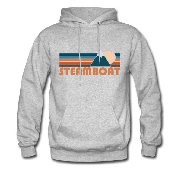 Steamboat, Colorado Hoodie - Retro Mountain Steamboat Crewneck Hooded Sweatshirt - heather gray