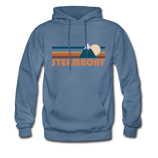 Steamboat, Colorado Hoodie - Retro Mountain Steamboat Crewneck Hooded Sweatshirt - denim blue