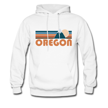 Oregon Hoodie - Retro Mountain Oregon Crewneck Hooded Sweatshirt - white