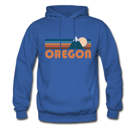 Oregon Hoodie - Retro Mountain Oregon Crewneck Hooded Sweatshirt - royal blue