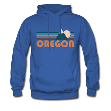 Oregon Hoodie - Retro Mountain Oregon Crewneck Hooded Sweatshirt - royal blue