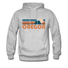 Oregon Hoodie - Retro Mountain Oregon Crewneck Hooded Sweatshirt - heather gray