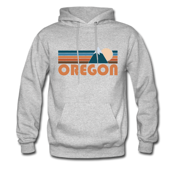 Oregon Hoodie - Retro Mountain Oregon Crewneck Hooded Sweatshirt - heather gray