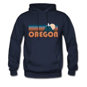 Oregon Hoodie - Retro Mountain Oregon Crewneck Hooded Sweatshirt - navy