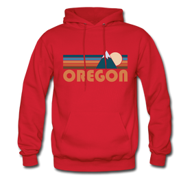 Oregon Hoodie - Retro Mountain Oregon Crewneck Hooded Sweatshirt - red