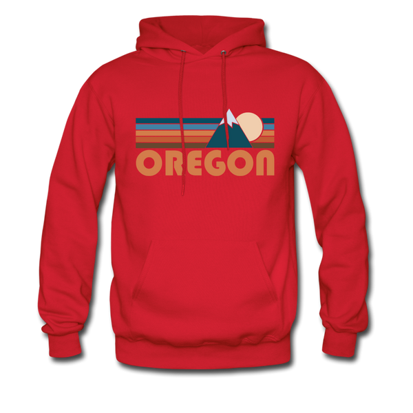 Oregon Hoodie - Retro Mountain Oregon Crewneck Hooded Sweatshirt - red