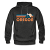 Oregon Hoodie - Retro Mountain Oregon Crewneck Hooded Sweatshirt - charcoal gray