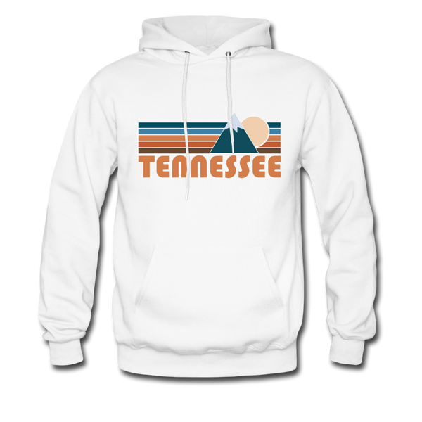 Tennessee Hoodie - Retro Mountain Tennessee Crewneck Hooded Sweatshirt - white