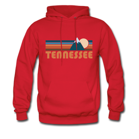 Tennessee Hoodie - Retro Mountain Tennessee Crewneck Hooded Sweatshirt - red