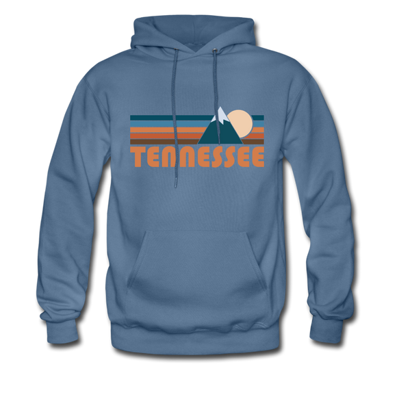 Tennessee Hoodie - Retro Mountain Tennessee Crewneck Hooded Sweatshirt - denim blue