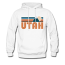 Utah Hoodie - Retro Mountain Utah Crewneck Hooded Sweatshirt - white