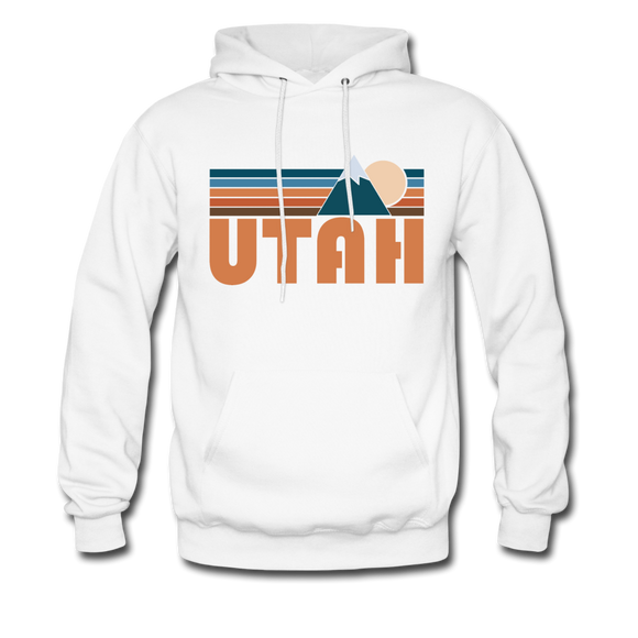 Utah Hoodie - Retro Mountain Utah Crewneck Hooded Sweatshirt - white