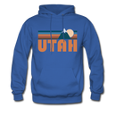 Utah Hoodie - Retro Mountain Utah Crewneck Hooded Sweatshirt - royal blue