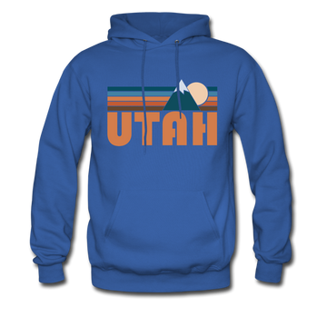 Utah Hoodie - Retro Mountain Utah Crewneck Hooded Sweatshirt - royal blue