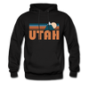 Utah Hoodie - Retro Mountain Utah Crewneck Hooded Sweatshirt - black