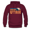Utah Hoodie - Retro Mountain Utah Crewneck Hooded Sweatshirt - burgundy
