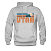 Utah Hoodie - Retro Mountain Utah Crewneck Hooded Sweatshirt - heather gray
