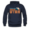 Utah Hoodie - Retro Mountain Utah Crewneck Hooded Sweatshirt - navy