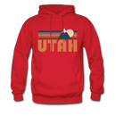 Utah Hoodie - Retro Mountain Utah Crewneck Hooded Sweatshirt - red