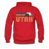 Utah Hoodie - Retro Mountain Utah Crewneck Hooded Sweatshirt - red