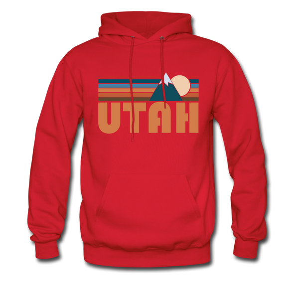 Utah Hoodie - Retro Mountain Utah Crewneck Hooded Sweatshirt - red