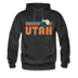 Utah Hoodie - Retro Mountain Utah Crewneck Hooded Sweatshirt - charcoal gray