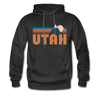 Utah Hoodie - Retro Mountain Utah Crewneck Hooded Sweatshirt - charcoal gray