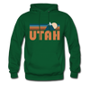 Utah Hoodie - Retro Mountain Utah Crewneck Hooded Sweatshirt - forest green