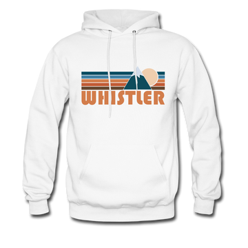 Whistler, Canada Hoodie - Retro Mountain Whistler Crewneck Hooded Sweatshirt - white