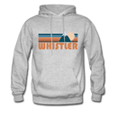 Whistler, Canada Hoodie - Retro Mountain Whistler Crewneck Hooded Sweatshirt - heather gray