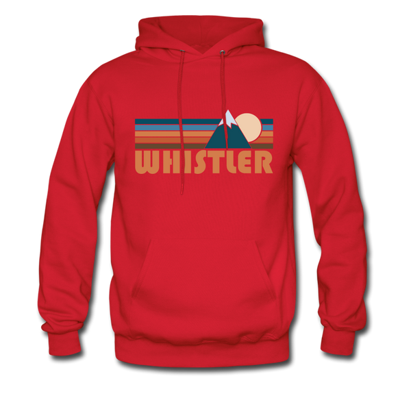 Whistler, Canada Hoodie - Retro Mountain Whistler Crewneck Hooded Sweatshirt - red