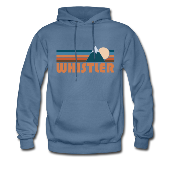 Whistler, Canada Hoodie - Retro Mountain Whistler Crewneck Hooded Sweatshirt - denim blue