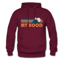 Mount Hood, Oregon Hoodie - Retro Mountain Mount Hood Crewneck Hooded Sweatshirt - burgundy