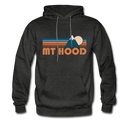 Mount Hood, Oregon Hoodie - Retro Mountain Mount Hood Crewneck Hooded Sweatshirt - charcoal gray