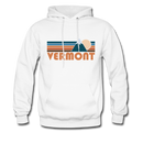 Vermont Hoodie - Retro Mountain Vermont Crewneck Hooded Sweatshirt - white