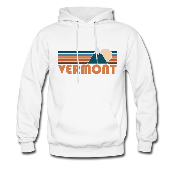 Vermont Hoodie - Retro Mountain Vermont Crewneck Hooded Sweatshirt - white