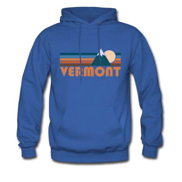 Vermont Hoodie - Retro Mountain Vermont Crewneck Hooded Sweatshirt - royal blue