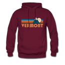 Vermont Hoodie - Retro Mountain Vermont Crewneck Hooded Sweatshirt - burgundy