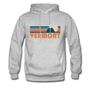 Vermont Hoodie - Retro Mountain Vermont Crewneck Hooded Sweatshirt - heather gray