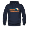 Vermont Hoodie - Retro Mountain Vermont Crewneck Hooded Sweatshirt - navy