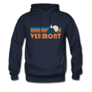 Vermont Hoodie - Retro Mountain Vermont Crewneck Hooded Sweatshirt - navy