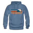 Vermont Hoodie - Retro Mountain Vermont Crewneck Hooded Sweatshirt - denim blue
