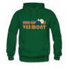 Vermont Hoodie - Retro Mountain Vermont Crewneck Hooded Sweatshirt - forest green