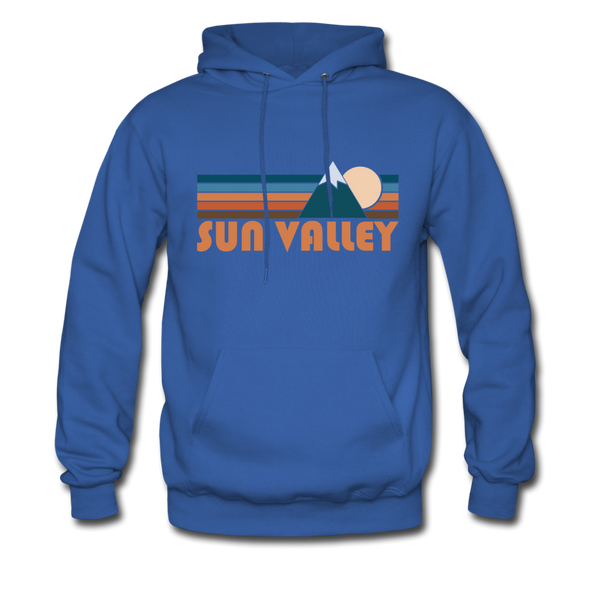 Sun Valley, Idaho Hoodie - Retro Mountain Sun Valley Crewneck Hooded Sweatshirt - royal blue