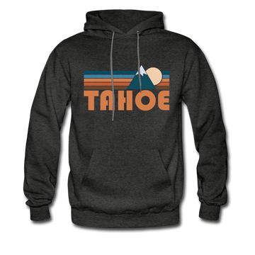 Tahoe, California Hoodie - Retro Mountain Tahoe Crewneck Hooded Sweatshirt - charcoal gray