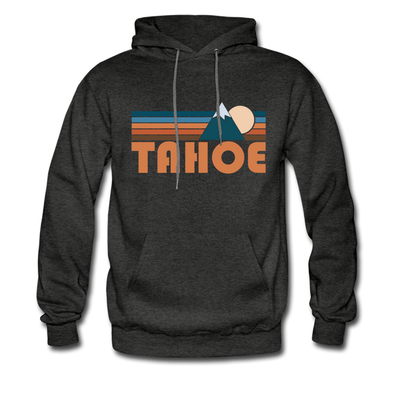 Tahoe, California Hoodie - Retro Mountain Tahoe Crewneck Hooded Sweatshirt - charcoal gray
